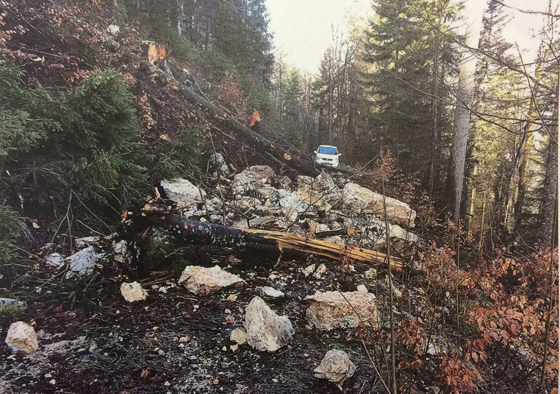 L'éboulement du 11 janvier 2018 a été constaté par le responsable technique. Photo: commune de Sonceboz-Sombeval