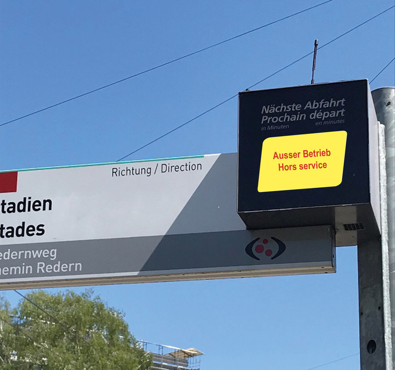 Le temps d'attente des bus ne sera plus affiché durant deux mois. Image: TPB