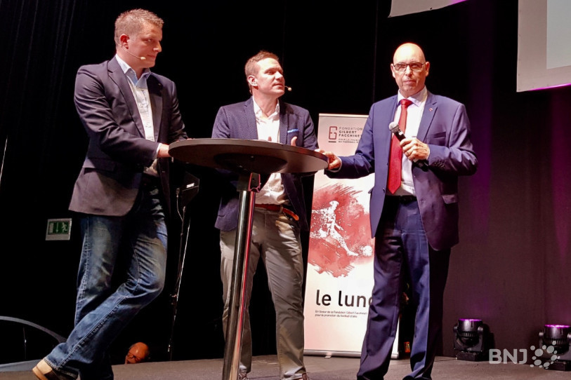 Trois présidents: Gregory Aellen, président du Lunch, Laurent Claude, président de la Fondation GF et Christian Binggeli, président de Neuchâtel Xamax FCS.