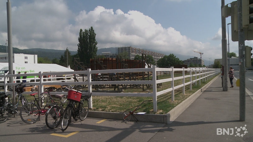 L'œuvre d’art « Texas » sur l'Esplanade de Bienne.