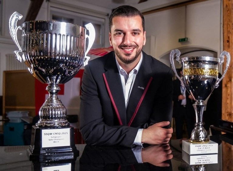 Le cornettiste Louis Kroni a décroché le titre de champion de Suisse de cuivres. (Photo : Etienne Bornet).