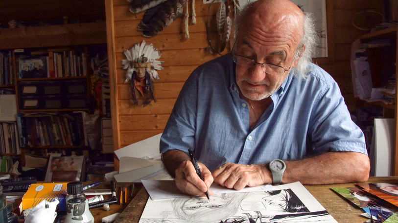 Derib dans son atelier. (Photo : Vertiges Prod)