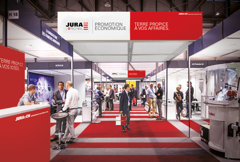Photomontage de la nouvelle signalétique « Jura l’original Promotion économique »