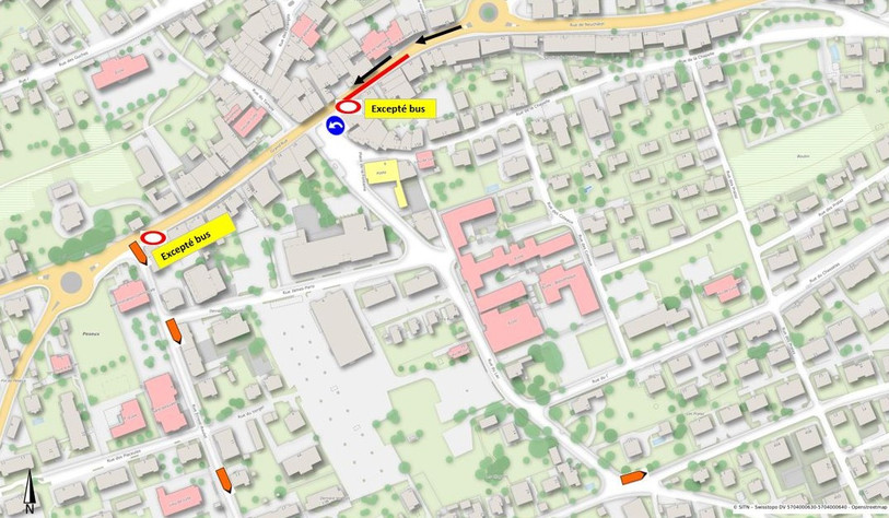 Le chantier de la Grand-Rue est un de ceux qui perturbent le trafic dans la zone. (Image : SITN / Ville de Neuchâtel).