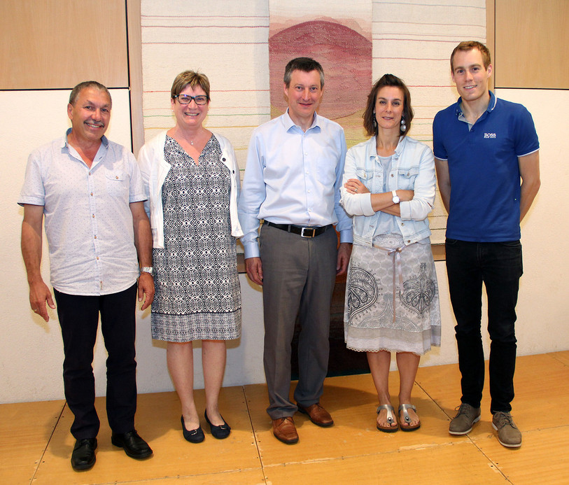 Le Conseil de la CEC avec, de gauche à droite, Claude Schaffter, vice-président, de Montfaucon ; Floriane Chavanne, présidente, de Porrentruy ; Philippe Rondez, de Cornol ; Corinne Berret, de Alle ; Baptiste Allimann, de Delémont.