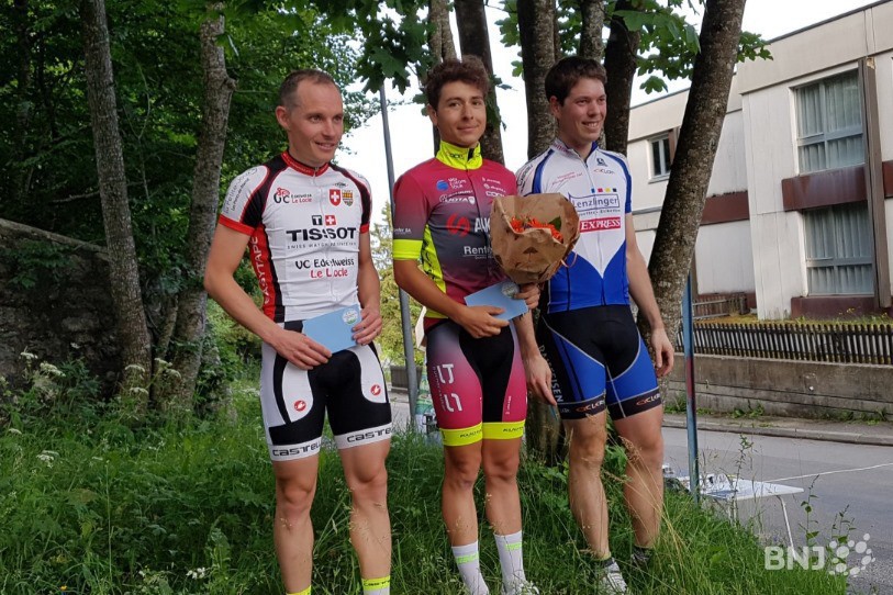 Justin Paroz (au centre) a devancé Cyril Calame (à gauche de l'image) et Jeremy Huguenin. 