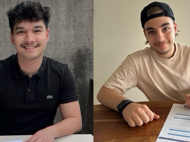 (De g. à d.) Luca Mirabile et Stéphane Panseri. (Photo : HC Uni)