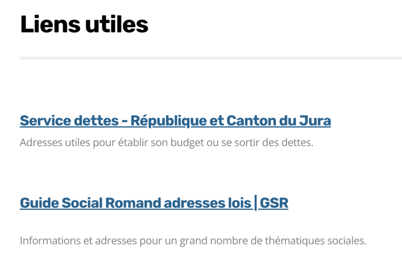 Image (printscreen) du site Ju-lien vers la section liens utiles