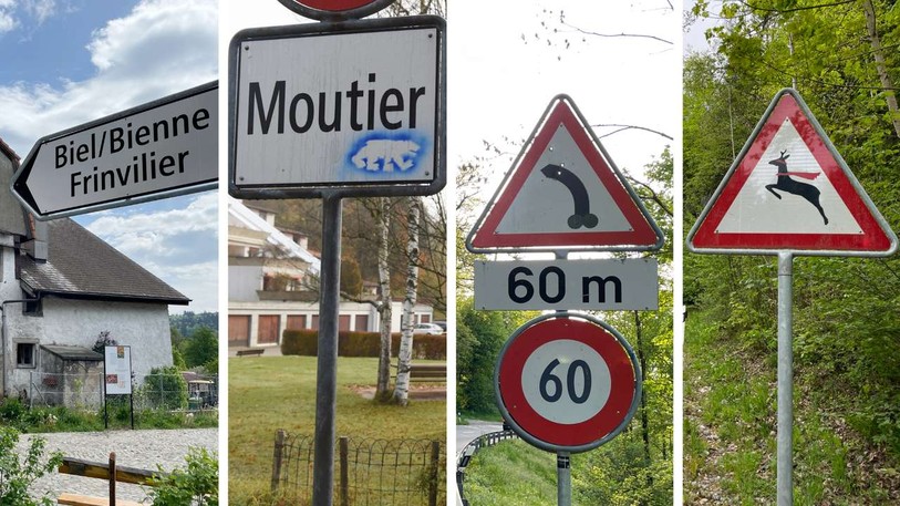 A Orvin, un « L » s'est envolé dans « Frinvillier ». Ailleurs, c'est davantage à titre politique ou décoratif que d'aucuns sont intervenus... (Photo : Dan Steiner-archives Bist/Stéphane Gerber)