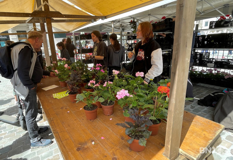 La distribution de fleurs a rencontré un franc succès.