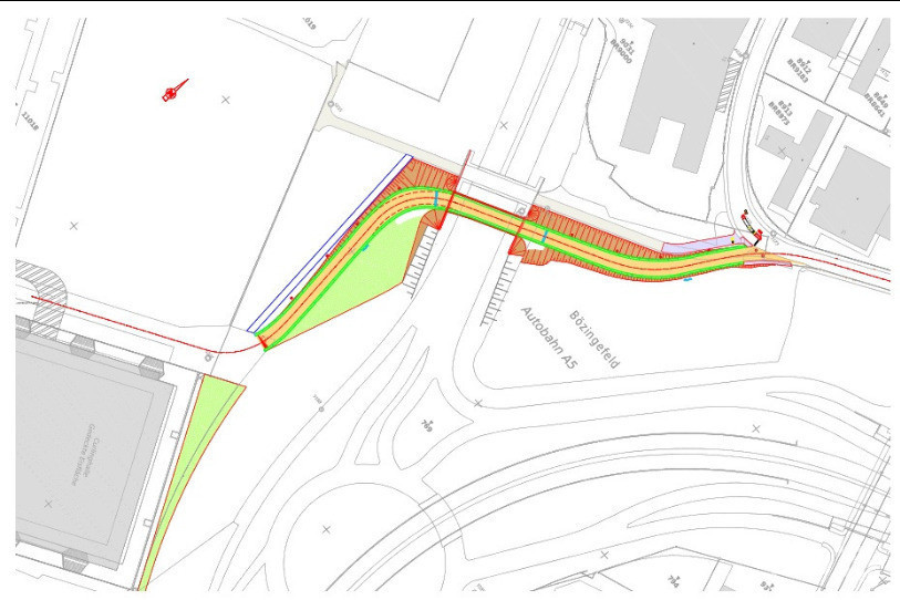 La nouvelle voie de bus passera sous l’autoroute et coûtera 8 millions de francs. (Image: Ville de Bienne)