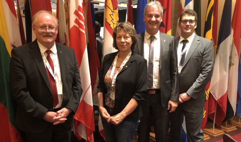Délégation jurassienne (Pierre-André Comte, Erica Hennequin, Claude Schlüchter et Jean-Baptiste Maître) à Québec à l'APF