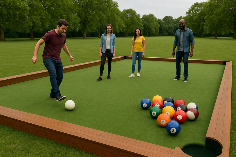 Le footillard est un mélange de billard et de football pour un moment aussi fun que précis. (Photo : Open AI)