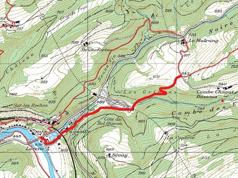 Les modifications de tracé entre St-Ursanne et La Caquerelle 