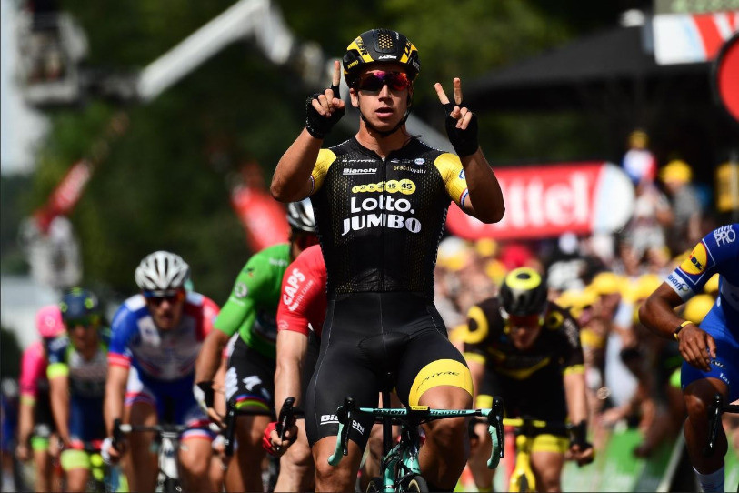 Ça fait trois victoires d'étape sur le Tour en tout pour Groenewegen. Photo: Twitter Le Tour de France