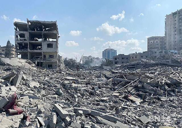 Quartier El-Remal de la ville de Gaza suite aux frappes aériennes du 9 octobre 2023. (Photo d'illustration : Wikimédia : WAFA)