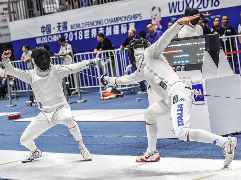 Alexandre Pittet (à gauche) s'est incliné face à l'Italien Enrico Garozzo (photo : Bizzi/swissfencing)