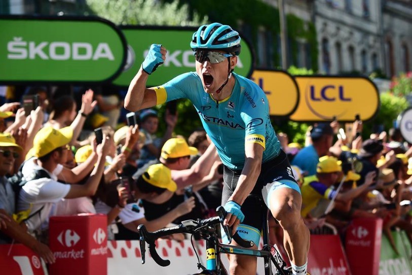 Magnus Cort Nielsen fête sa première victoire sur le Tour de France. (Photo Tweeter Tour de France)