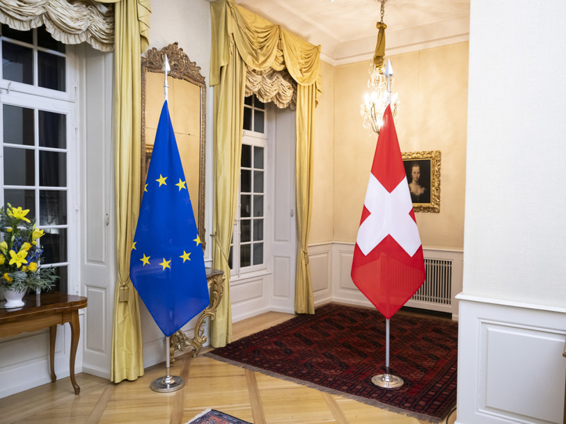 La procédure de consultation sur les accords Suisse-UE est ouverte (image d'illustration). CREDIT: KEYSTONE/ANTHONY ANEX
