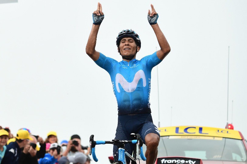Joli numéro du Colombien Nairo Quintana qui prend la 5e place du classement général (photo : twitter Le Tour de France)