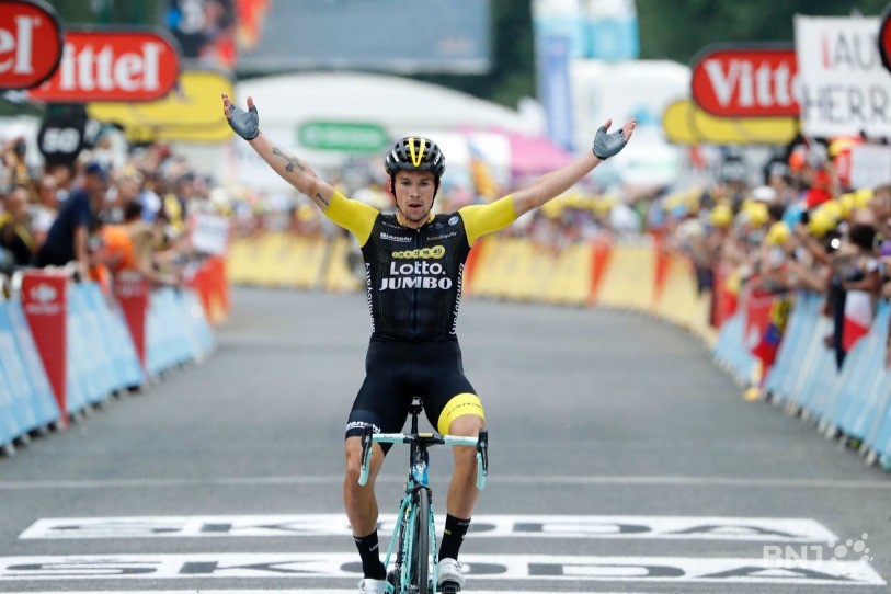 Primoz Roglic s'est finalement imposé en solitaire lors de la 19e étape du Tour de France. (photo: Twitter Le Tour de France)