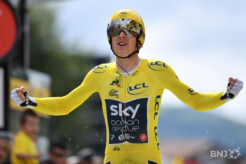 En terminant 3e de l'étape du jour, le Gallois Geraint Thomas est presque assuré de remporter le Tour de France pour la première fois de sa carrière. (photo : Twitter Le Tour de France)