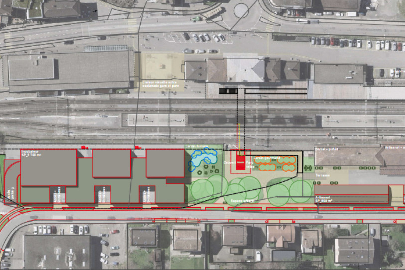 Plan du futur quartier situé à l’Est des voies de Porrentruy (Photo : SIDP)