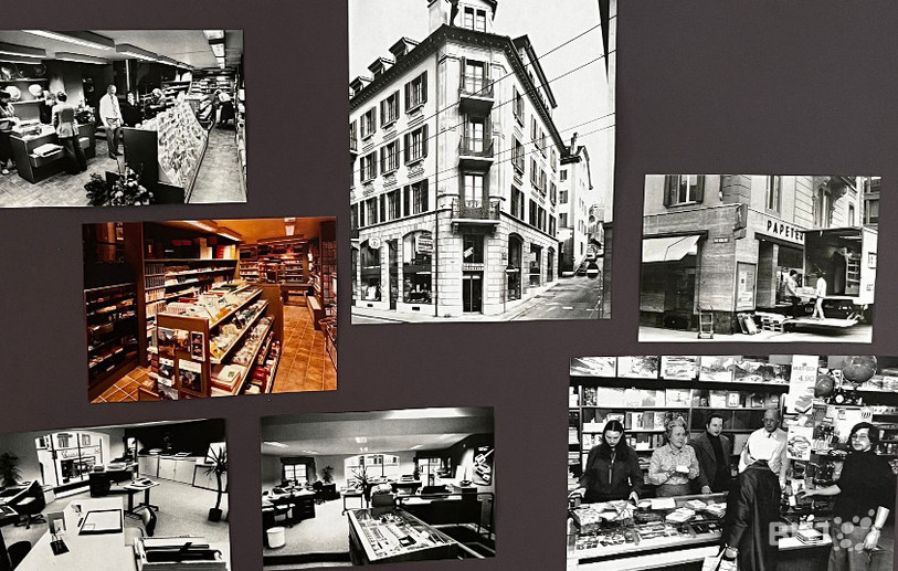 L'histoire de la papeterie Bourquin est retracée en quelques images au premier étage de la boutique. 