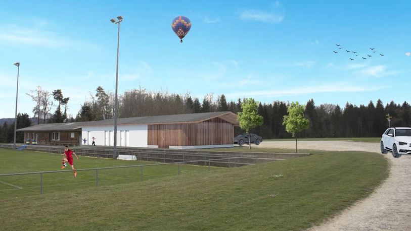 La présidente du club, Carole Brahier, espère désormais débuter les travaux en début 2026. (Illustration : FC Coeuve/ Bleyaert et Minger SA).
