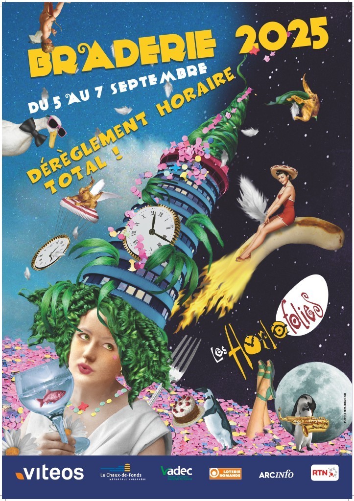 La nouvelle affiche de La Braderie 2025 avec son slogan « Dérèglement horaire total ! »