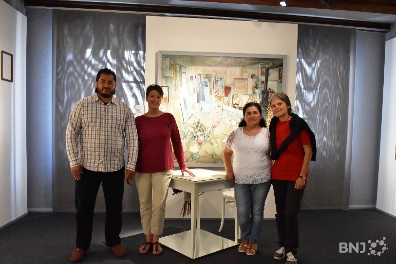 De gauche à droite: Abd-Ellah El Jabri, guide, Valérie Rais, responsable de l'accueil au Musée jurassien d'art et d'histoire, Rukiye Beuchat, guide et Nathalie Fleury, conservatrice du musée.