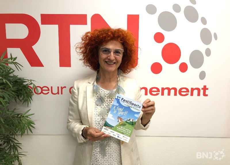 Brigitte Leitenberg dans les studios de RTN