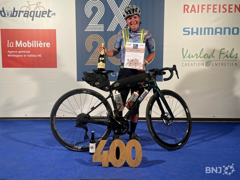 La Valaisanne Mathilde Germanier à l'arrivée du 2x200 ultra challenge 2015.