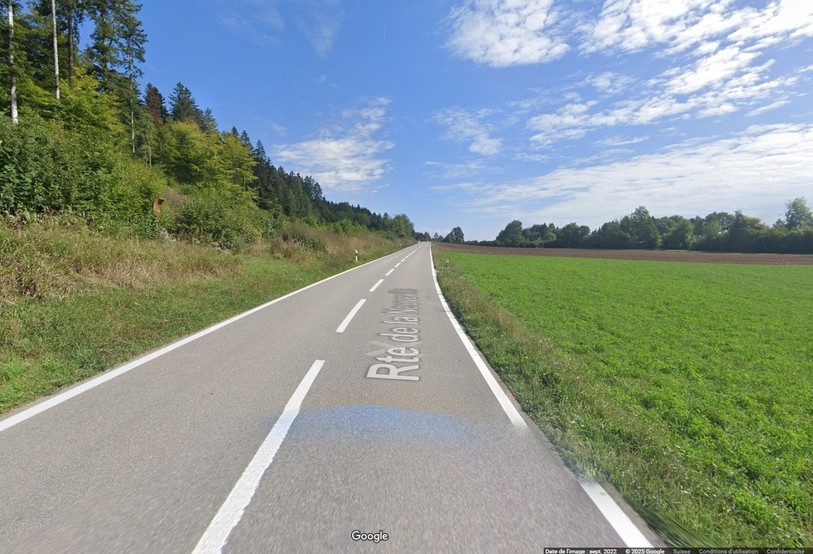 La route cantonale entre La Neuveville et Prêles. (Photo : Google Maps).