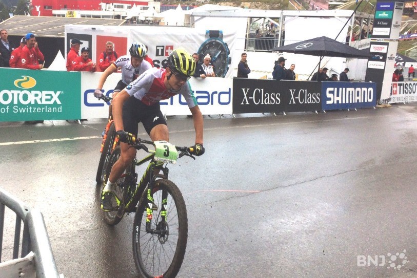 Alexandre Balmer a porté haut les couleurs de la Suisse lors des Mondiaux de VTT à Lenzerheide.