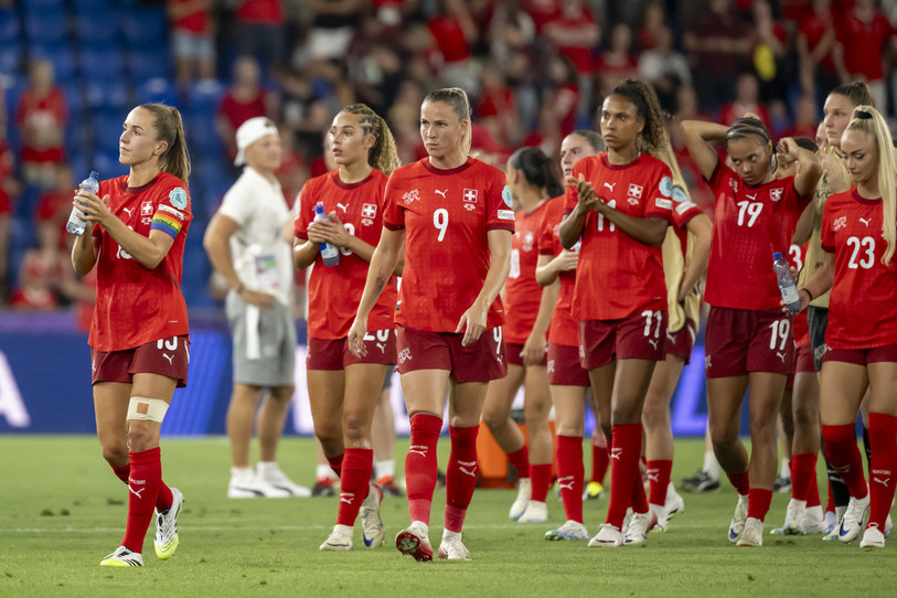 L’équipe féminine de football, lors du match Suisse-Norvège. (Photo : KEYSTONE/Georgios Kefalas.)
