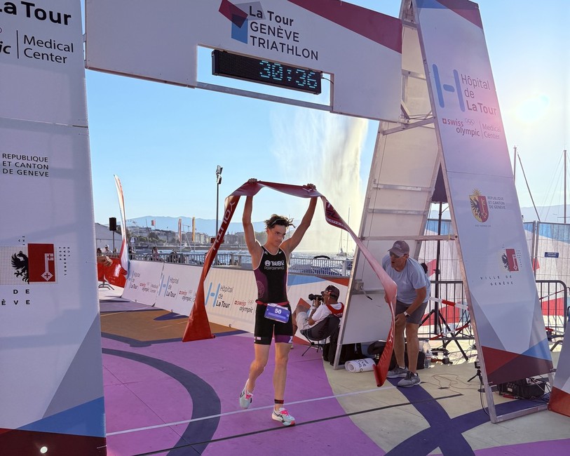 Naël Gumy s'est imposé lors du triathlon de Genève samedi. (Photo : Daniel Gumy)