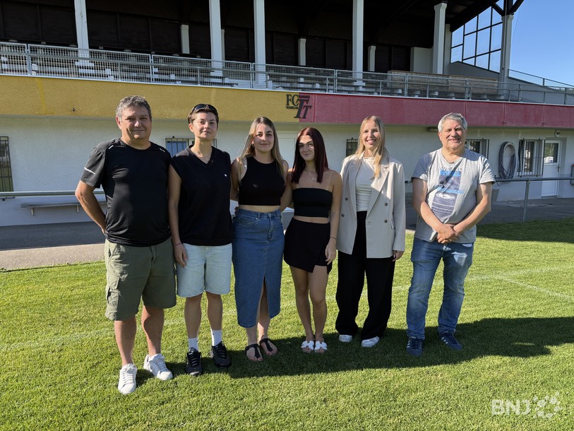 Le GF5S est prêt pour une nouvelle saison en quatrième ligue. De gauche à droite: Alain Cabeau, Solène Monin, Julie Hess, Morgane Bouverat, Romane Charpié et Luis Bartolomé.