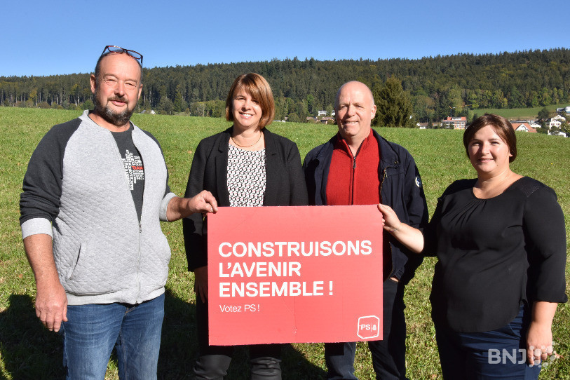 Les quatre candidats socialistes au Conseil municipal de Tramelan (de g. à dr.: André Ducommun, Carine Bassin- Girod, Christophe Gagnebin et Qendresa Koqinaj-Coçaj).