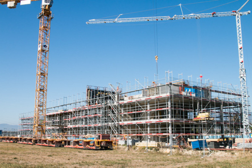 Le chantier de Sylvac à Yverdon a été lancé il y a cinq mois. L'inauguration est prévue pour septembre 2019. (Photo: Sylvac SA)
