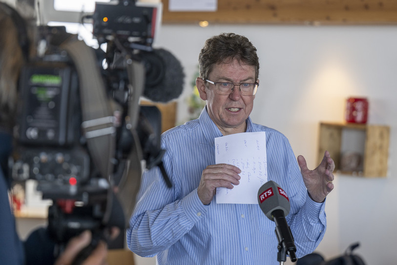 Albert Rösti viendra à Bonfol le 31 juillet. (Photo : KEYSTONE/Peter Schneider).
