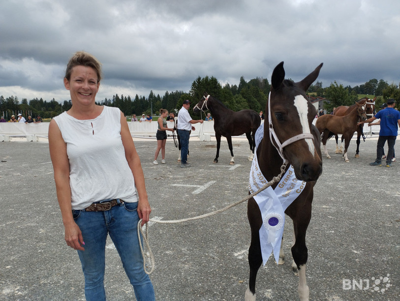 Petit cœur Fora a remporté le championnat de poulains et a été décorée d’une écharpe.