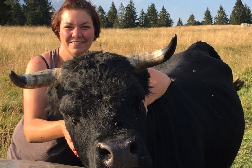Aurélie Moser n'a pas encore d'exploitation, mais elle possède déjà trois vaches d'Hérens. (Photo: Aurélie Moser)