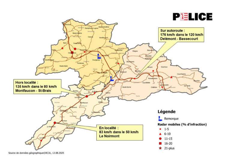 La police jurassienne a publié ses statistiques sur la circulation routière pour le mois de juillet.