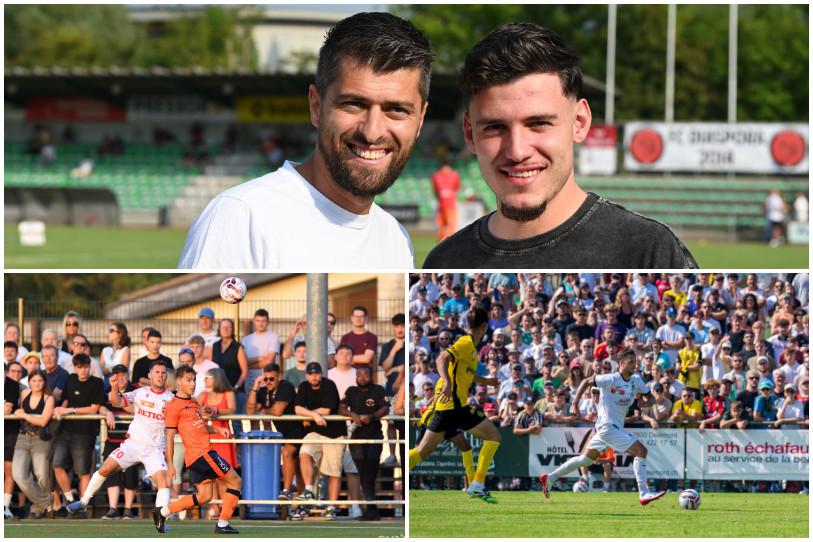 Le Jurassien Altin Shala (en haut à droite) a assisté aux trois matches du week-end. D’abord en tant que joueur blessé du FC Sion, puis comme ancien joueur de Diaspora et enfin comme supporter du FC Courtételle où évoluent plusieurs anciens coéquipiers.