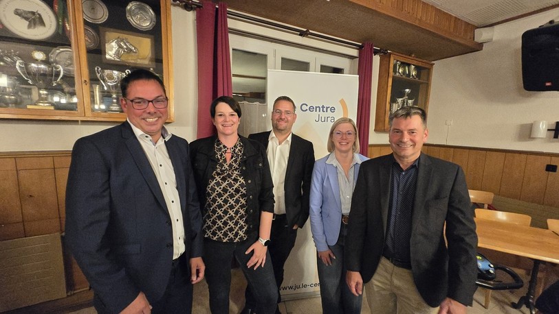 Stéphane Theurillat, Anne Froidevaux, Clément Piquerez, Amélie Brahier et Jean-Paul Lachat (de gauche à droite) forment le ticket du Centre.