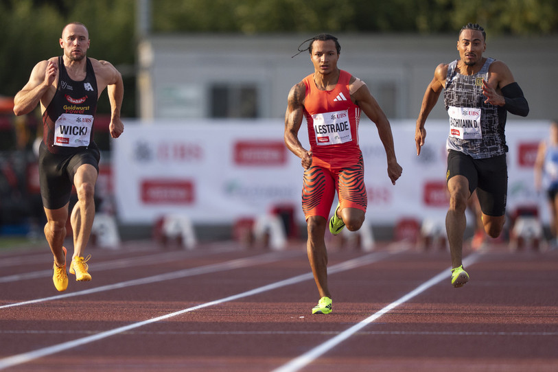 Bradley Lestrade a décroché une belle médaille d'argent sur 100 mètres samedi aux championnats de Suisse d'athlétisme. (Photo : Keystone/Til Buergy)