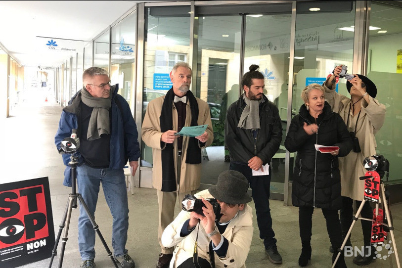 Les représentants de la gauche neuchâteloise se sont mis en scène jeudi matin à Neuchâtel.