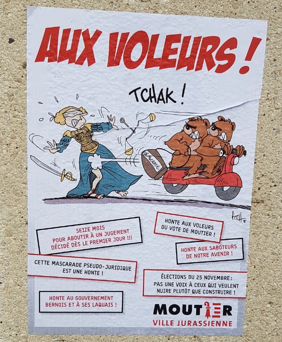 L'affiche placardée à Moutier.