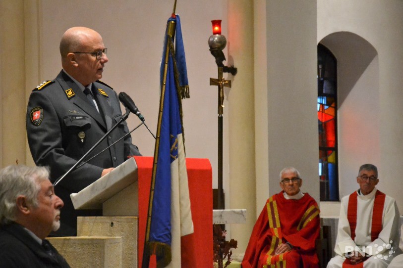 Le Chef de l'armée suisse, Philippe Rebord, a participé aux commémorations de l'Armistice à l'église de Courgenay.